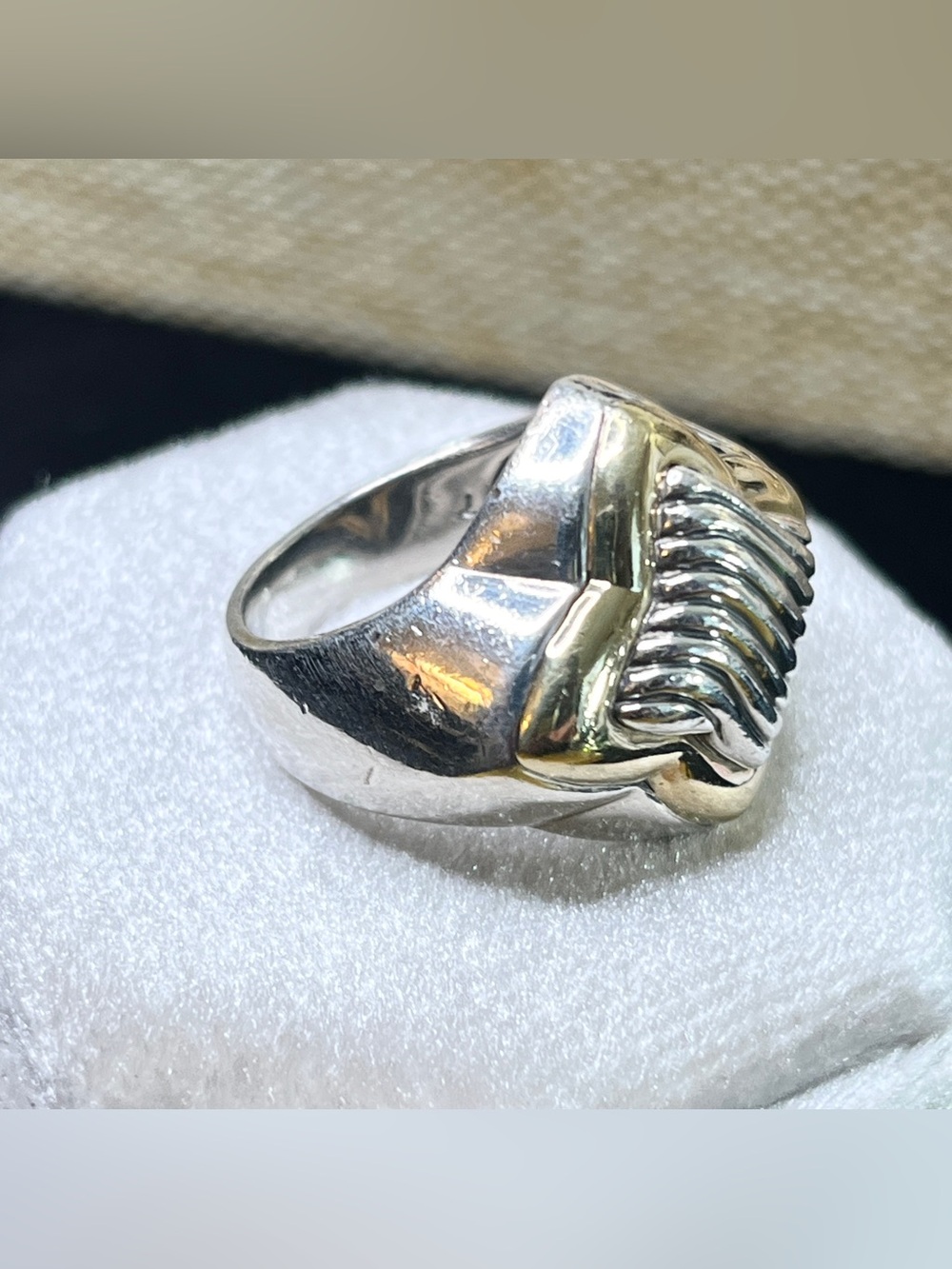 David Yurman chunky quatrefoil cable 925 750 two tone ring size 7 - Picture 3 of 8